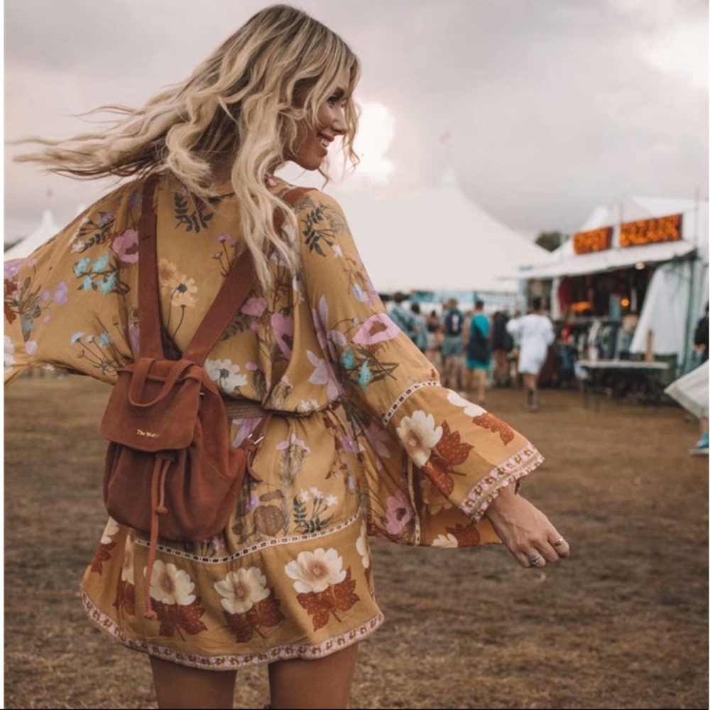 SOLD OUT Festival Bohemian Flower Printed Kimono Robe Tunic - Picture 6 of 6